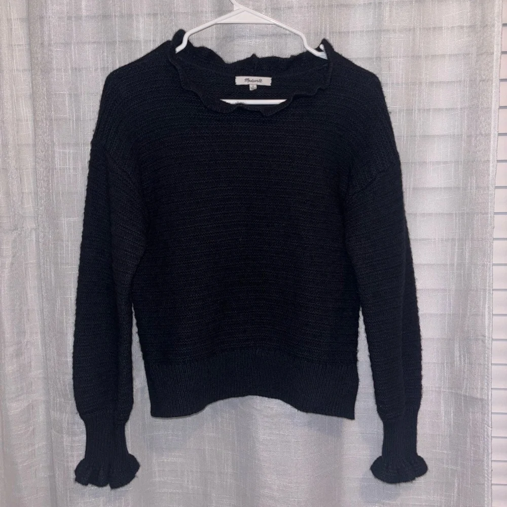 Madewell Ruffle-Neck Pullover Sweater in Cotton-Merino Yarn - Picture 2 of 5